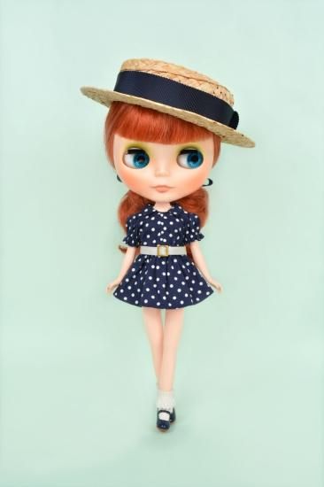 ベルト付きミニワンピース　ネイビー