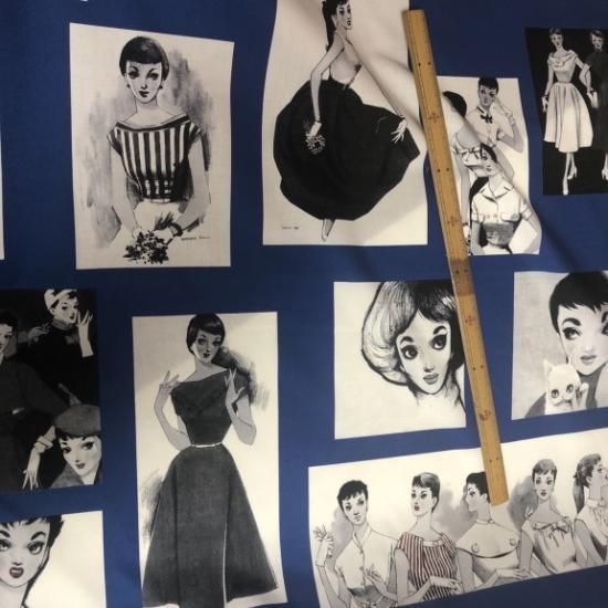 中原淳一　パネル柄　青