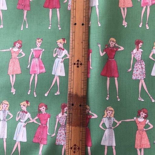 中原淳一　少女柄　グリーン